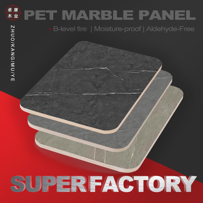 Kwaliteit PVC marmeren panelen Custom Size bamboe houtskool wandpanelen met metalen profiel splicing Fabriek
